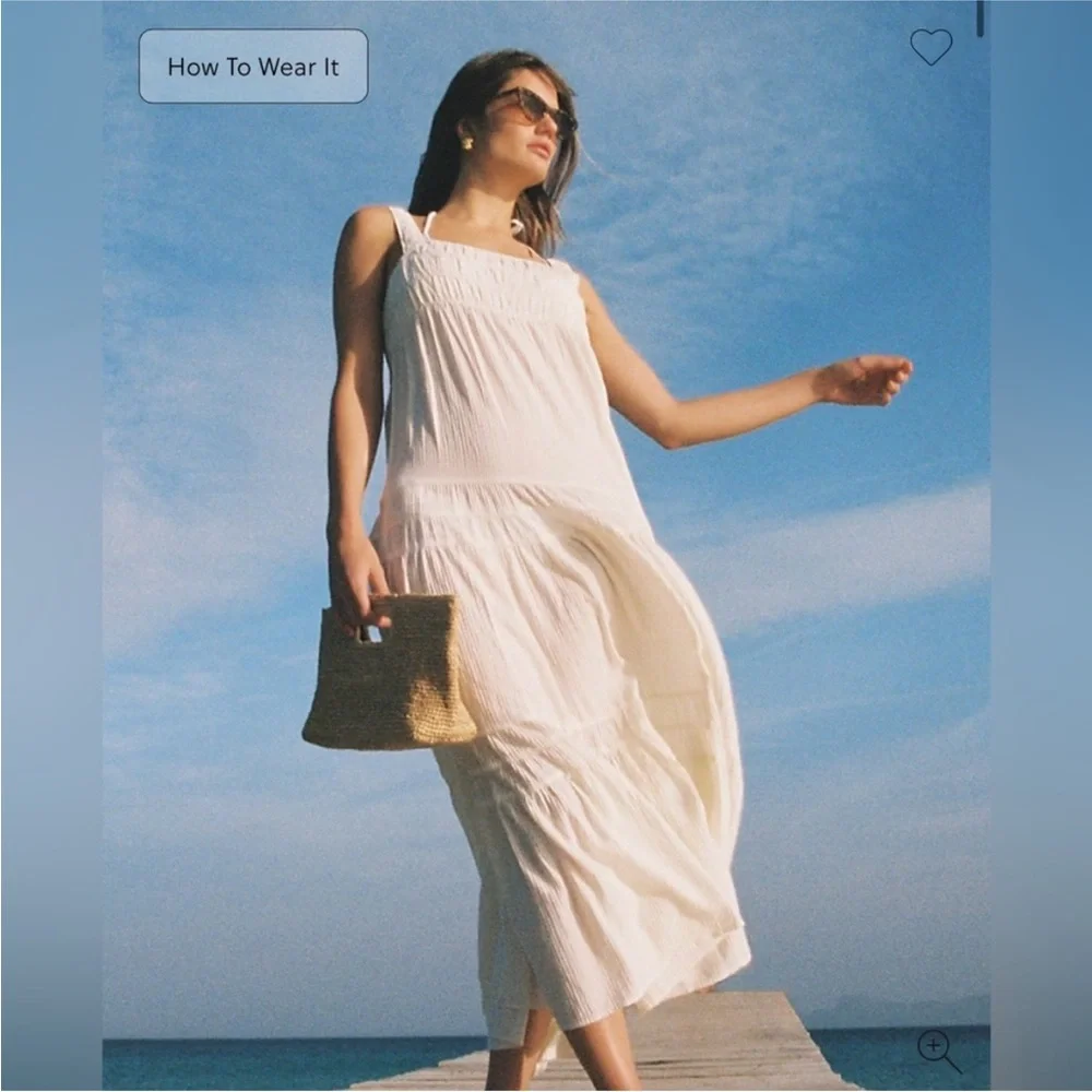 J. Crew Airy Gauze Tiered Maxi Dress- Ivory, Size XS - Picture 1 of 6